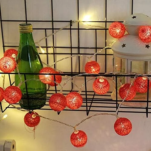 ریسه چراغ توپ پنبه ای 10 LED، نور گرم سفید، با باتری، فانوس های کروی پری برای تزئینات مهمانی باغ، دکوراسیون منزل، قرمز گل رز ریسه چراغ توپ پنبه ای 10 LED، نور گرم سفید، با باتری، فانوس های کروی پری برای تزئینات مهمانی باغ، دکوراسیون منزل، قرمز گل رز