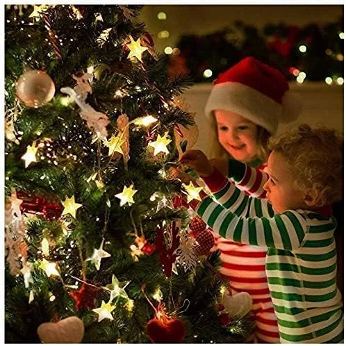 چراغ تزئینی 3 متری 20 ال ای دی با باتری طرح ستاره پنج پر، مناسب کریسمس، مهمانی، عروسی، سال نو، دکوراسیون باغ (ستاره رنگارنگ)