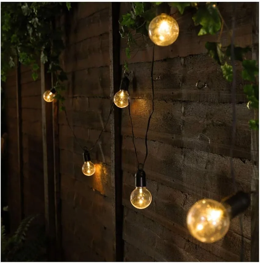 چراغ های رشته ای باغ LED، 5 متر 20 LED توپ های پلاستیکی کروی چراغ های رشته ای پری برای دکوراسیون داخلی/خارجی عروسی مهمانی تعطیلات باغ (توپ شفاف-گرم)