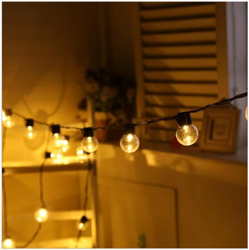 چراغ های رشته ای باغ LED، 5 متر 20 LED توپ های پلاستیکی کروی چراغ های رشته ای پری برای دکوراسیون داخلی/خارجی عروسی مهمانی تعطیلات باغ (توپ شفاف-گرم)