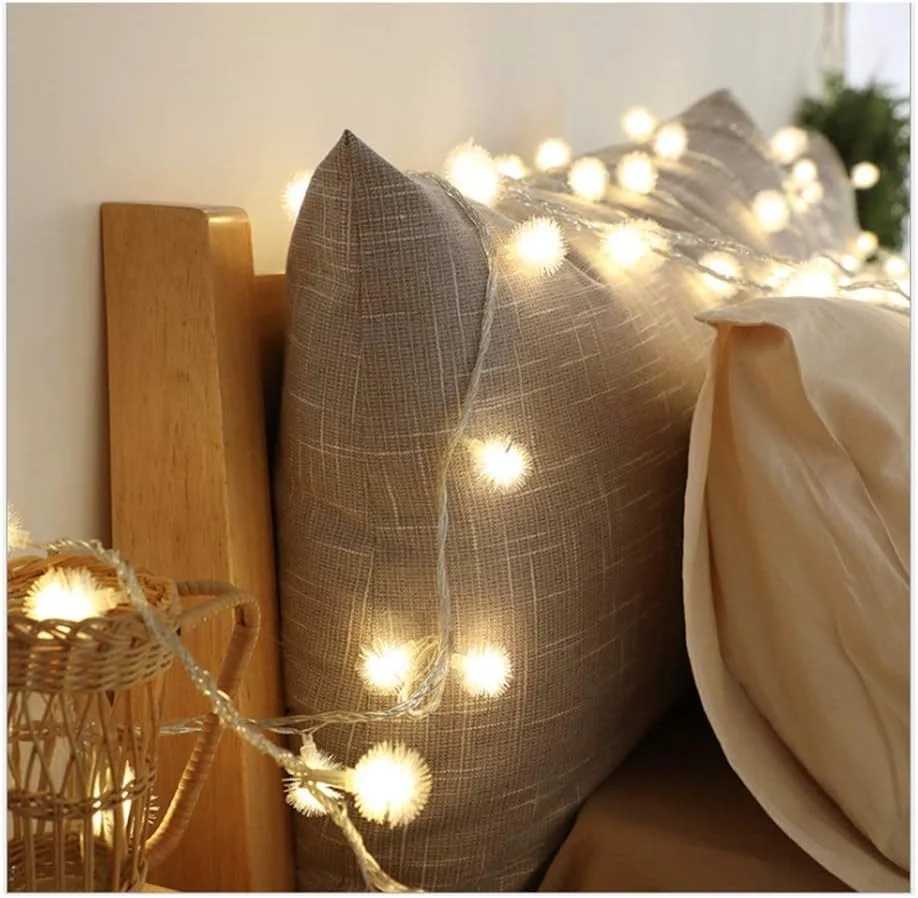 چراغ های رشته ای توپی LED طرح قاصدک با 20 چراغ، طول 3 متر، با باتری، مناسب تزئین اتاق، نور سفید گرم