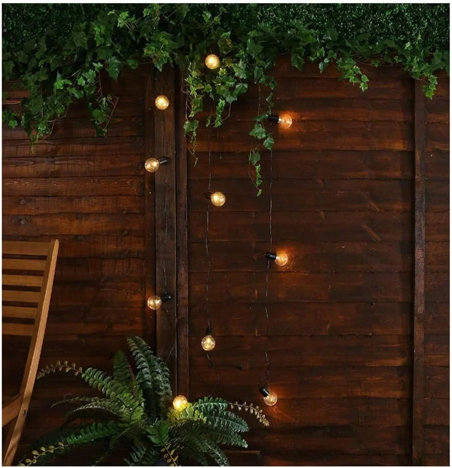 چراغ های رشته ای باغ LED، 5 متر 20 LED توپ های پلاستیکی کروی چراغ های رشته ای پری برای دکوراسیون داخلی/خارجی عروسی مهمانی تعطیلات باغ (توپ شفاف-گرم)