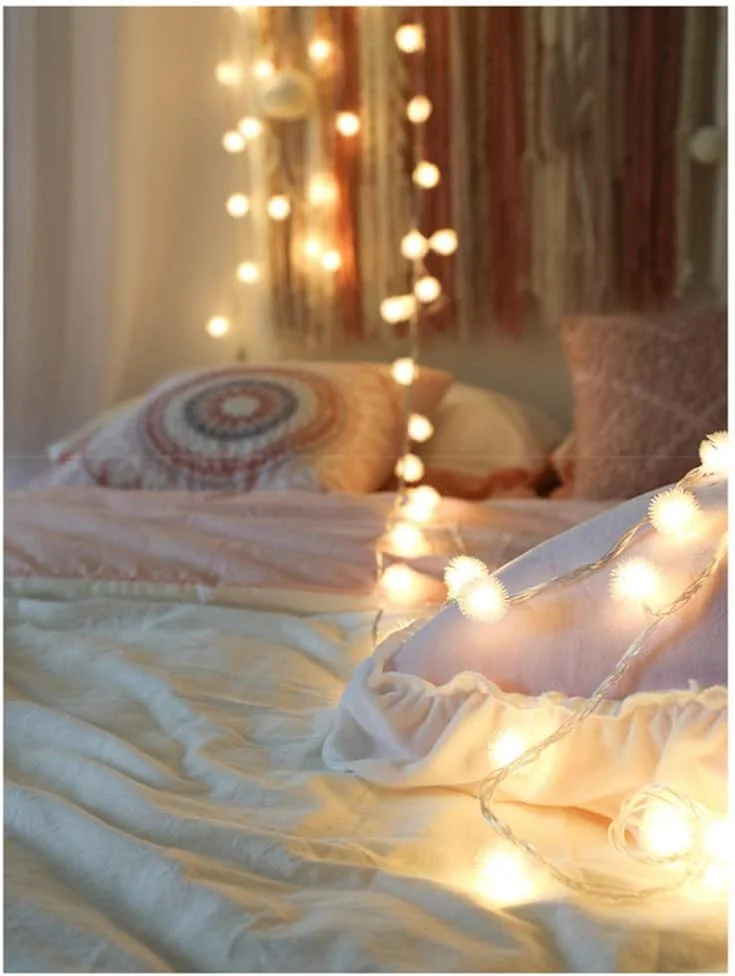 چراغ های رشته ای توپی LED طرح قاصدک با 20 چراغ، طول 3 متر، با باتری، مناسب تزئین اتاق، نور سفید گرم