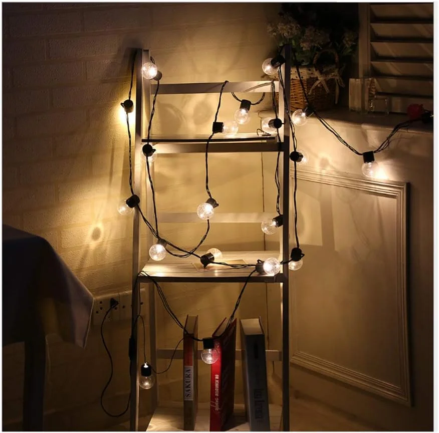 چراغ های رشته ای باغ LED، 5 متر 20 LED توپ های پلاستیکی کروی چراغ های رشته ای پری برای دکوراسیون داخلی/خارجی عروسی مهمانی تعطیلات باغ (توپ شفاف-گرم)