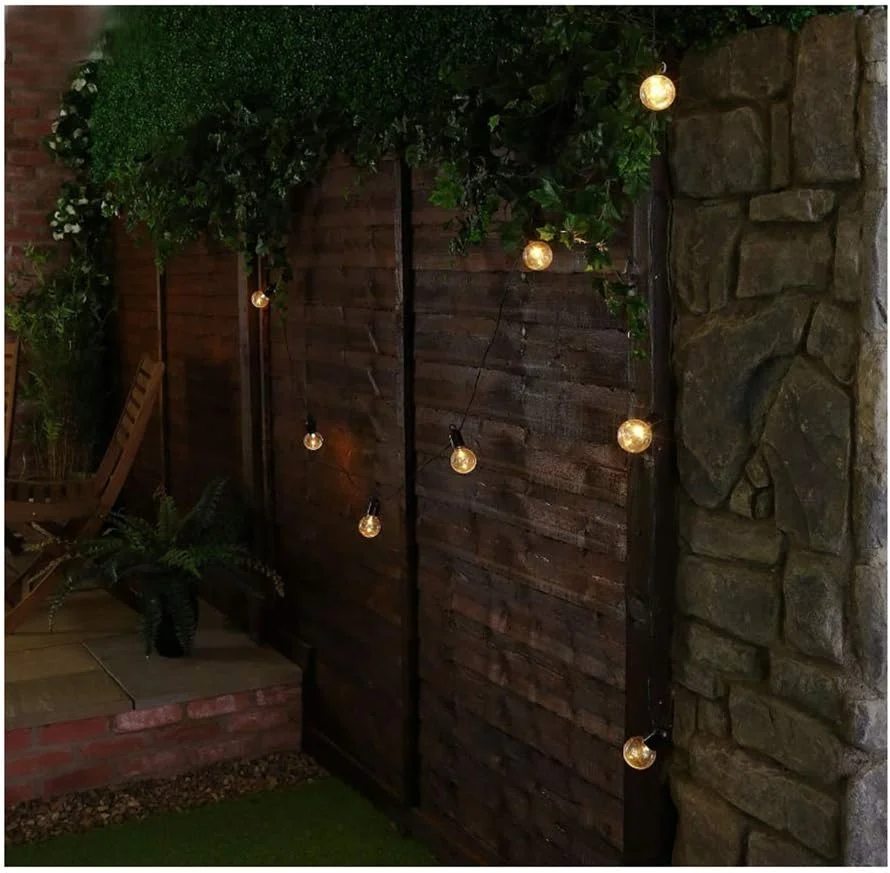 چراغ های رشته ای باغ LED، 5 متر 20 LED توپ های پلاستیکی کروی چراغ های رشته ای پری برای دکوراسیون داخلی/خارجی عروسی مهمانی تعطیلات باغ (توپ شفاف-گرم)