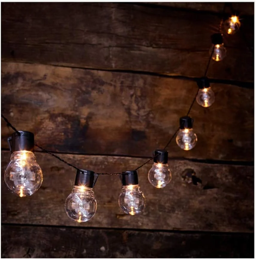 چراغ های رشته ای باغ LED، 5 متر 20 LED توپ های پلاستیکی کروی چراغ های رشته ای پری برای دکوراسیون داخلی/خارجی عروسی مهمانی تعطیلات باغ (توپ شفاف-گرم)