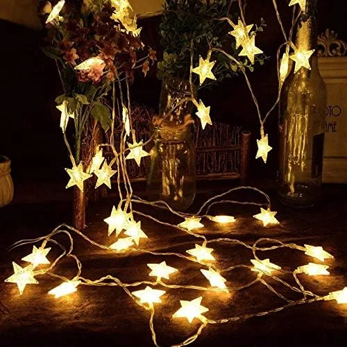 چراغ های رشته ای USB 6 متری 40 LED طرح ستاره، چراغ های پری، چراغ شب، نورپردازی تزئینی برای جشن کریسمس، خانه، عروسی، دکوراسیون باغ، سفید گرم چراغ های رشته ای USB 6 متری 40 LED طرح ستاره، چراغ های پری، چراغ شب، نورپردازی تزئینی برای جشن کریسمس، خانه، عروسی، دکوراسیون باغ، سفید گرم