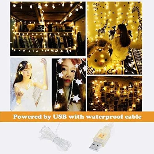 چراغ های رشته ای USB 6 متری 40 LED طرح ستاره، چراغ های پری، چراغ شب، نورپردازی تزئینی برای جشن کریسمس، خانه، عروسی، دکوراسیون باغ، سفید گرم چراغ های رشته ای USB 6 متری 40 LED طرح ستاره، چراغ های پری، چراغ شب، نورپردازی تزئینی برای جشن کریسمس، خانه، عروسی، دکوراسیون باغ، سفید گرم