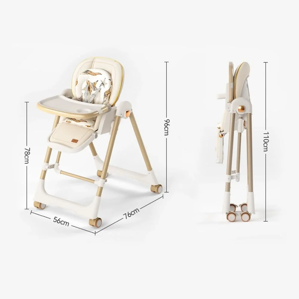 صندلی غذای کودک و راکر چند منظوره - طراحی 4 در 1، تاب ایمن 165 درجه، صندلی و سینی قابل تنظیم، ذخیره سازی تاشو، چرخ های گردان 360 درجه با ترمز پایی، سینی جداشدنی PP با درجه غذایی (خاکستری)