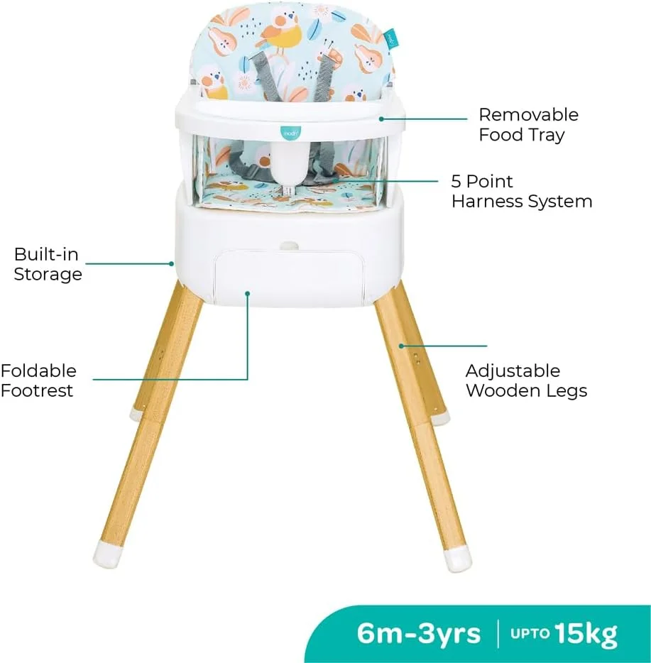 صندلی غذای کودک 4 در 1 Moon Brand Hite-Rite - صندلی بلند - صندلی کمکی - صندلی غذاخوری - جعبه حمل: راه حل غذاخوری شیک، کم جا و ایمن برای نوزادان و کودکان - 6 ماه تا 3 سال تا 15 کیلوگرم - سبز