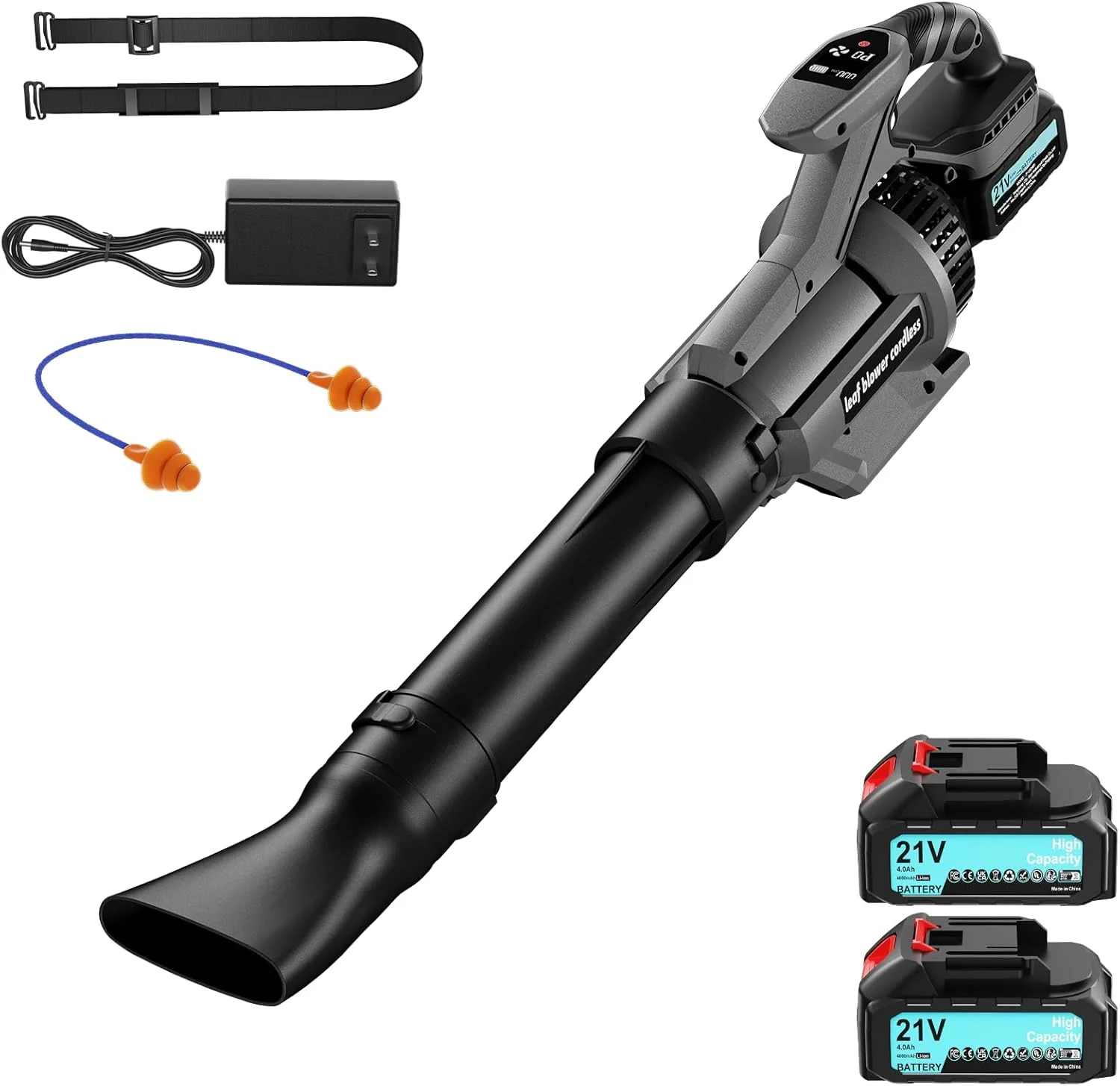 دمنده برگ باتری خور 21 ولت ENRIPRT، دمنده برقی بی سیم 3 سرعته با 2 عدد باتری 4.0 آمپر ساعتی و شارژر، نمایشگر LCD، 28000 دور در دقیقه، سرعت هوا 2400 کیلومتر در ساعت، جریان هوا 930 متر مکعب در ساعت، 2 نازل، خاکستری دمنده برگ باتری خور 21 ولت ENRIPRT، دمنده برقی بی سیم 3 سرعته با 2 عدد باتری 4.0 آمپر ساعتی و شارژر، نمایشگر LCD، 28000 دور در دقیقه، سرعت هوا 2400 کیلومتر در ساعت، جریان هوا 930 متر مکعب در ساعت، 2 نازل، خاکستری