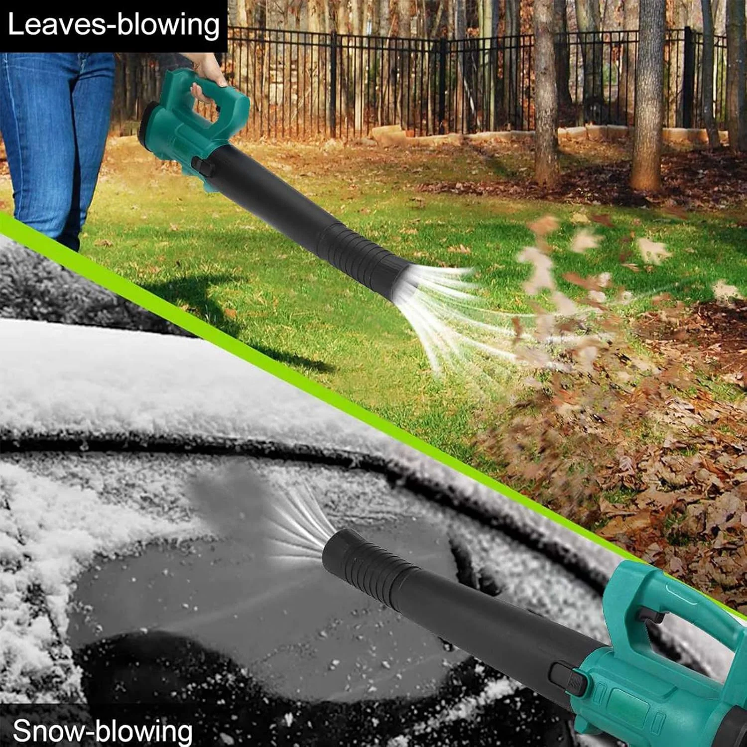 دمنده هوای برقی بی سیم YZJWCJ، دمنده/جمع کننده دستی برگ/برف/گرد و غبار، ابزار برقی باغبانی 16000 دور در دقیقه شامل 2 باتری دمنده هوای برقی بی سیم YZJWCJ، دمنده/جمع کننده دستی برگ/برف/گرد و غبار، ابزار برقی باغبانی 16000 دور در دقیقه شامل 2 باتری