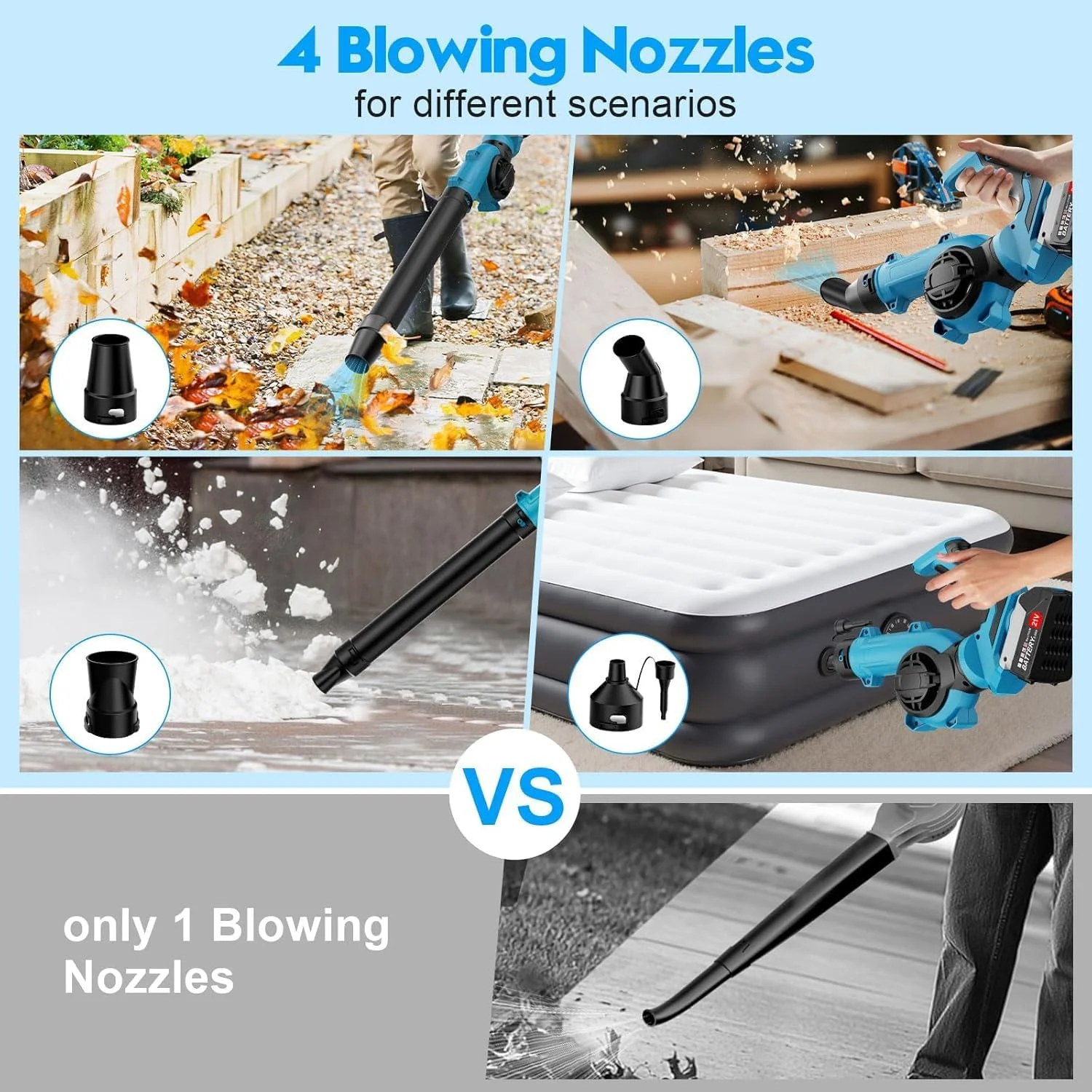 دمنده برگ برقی XISICIAO، دمنده برگ بی سیم دستی با باتری 6000 میلی آمپر ساعتی، دسته قابل تنظیم، 3 حالت سرعت، برای مراقبت از چمن، دمیدن برگ، گرد و غبار، برف دمنده برگ برقی XISICIAO، دمنده برگ بی سیم دستی با باتری 6000 میلی آمپر ساعتی، دسته قابل تنظیم، 3 حالت سرعت، برای مراقبت از چمن، دمیدن برگ، گرد و غبار، برف