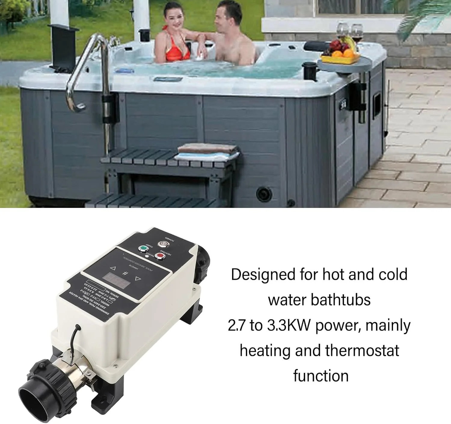 پمپ حرارتی استخر Bewinner با نمایشگر دیجیتال 230 ولت 2.7-3.3 کیلو وات - ترموستات گرمکن فوری آب استخر برای وان آبگرم پمپ حرارتی استخر Bewinner با نمایشگر دیجیتال 230 ولت 2.7-3.3 کیلو وات - ترموستات گرمکن فوری آب استخر برای وان آبگرم