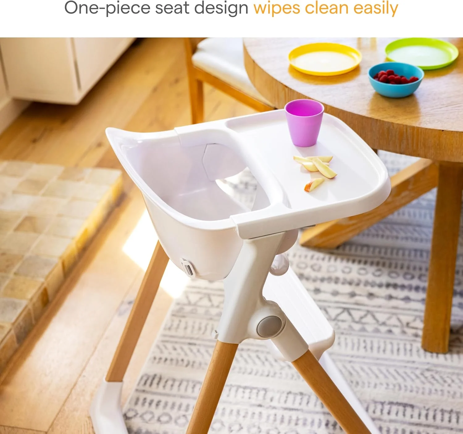 صندلی غذای تاشو و شناور کودک و نوپا مانچکین - تمیز کردن آسان، جمع و جور و سبک وزن، عالی برای فضاهای کوچک، مناسب از 6 تا 36 ماهگی (حداکثر 15 کیلوگرم)، سفید با پایه های چوبی صندلی غذای تاشو و شناور کودک و نوپا مانچکین - تمیز کردن آسان، جمع و جور و سبک وزن، عالی برای فضاهای کوچک، مناسب از 6 تا 36 ماهگی (حداکثر 15 کیلوگرم)، سفید با پایه های چوبی