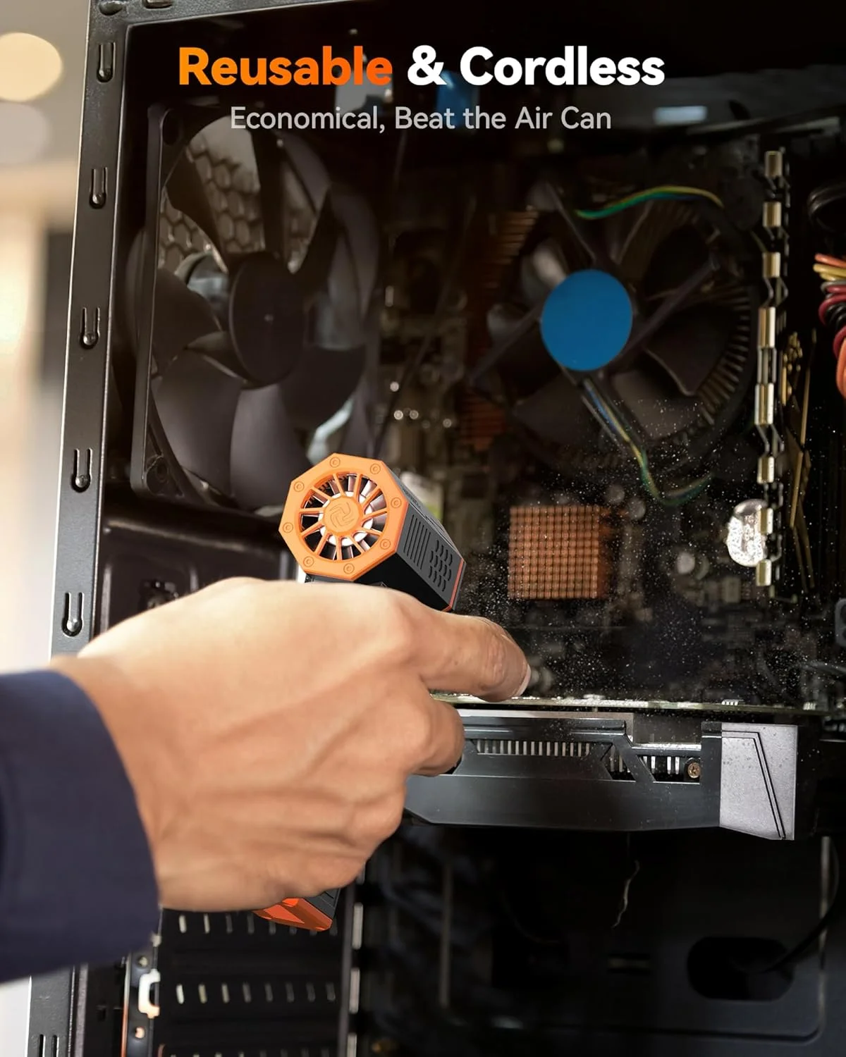 دَمنده هوای برقی WOLFBOX مدل MegaFlow 50 با سرعت 110000 دور در دقیقه، دارای 3 حالت تنظیم سرعت، بدون سیم، شارژ سریع، مناسب برای گردگیری کامپیوتر، کیبورد، خودرو، خانه و فضای باز دَمنده هوای برقی WOLFBOX مدل MegaFlow 50 با سرعت 110000 دور در دقیقه، دارای 3 حالت تنظیم سرعت، بدون سیم، شارژ سریع، مناسب برای گردگیری کامپیوتر، کیبورد، خودرو، خانه و فضای باز