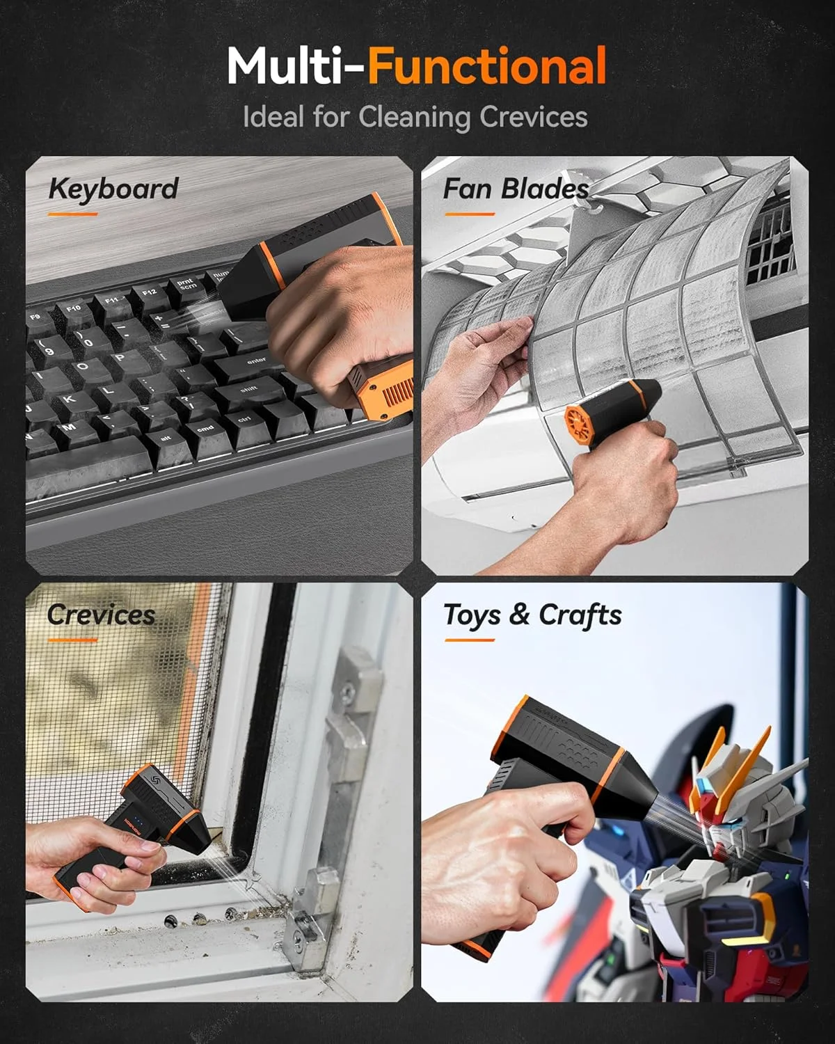 دَمنده هوای برقی WOLFBOX مدل MegaFlow 50 با سرعت 110000 دور در دقیقه، دارای 3 حالت تنظیم سرعت، بدون سیم، شارژ سریع، مناسب برای گردگیری کامپیوتر، کیبورد، خودرو، خانه و فضای باز دَمنده هوای برقی WOLFBOX مدل MegaFlow 50 با سرعت 110000 دور در دقیقه، دارای 3 حالت تنظیم سرعت، بدون سیم، شارژ سریع، مناسب برای گردگیری کامپیوتر، کیبورد، خودرو، خانه و فضای باز