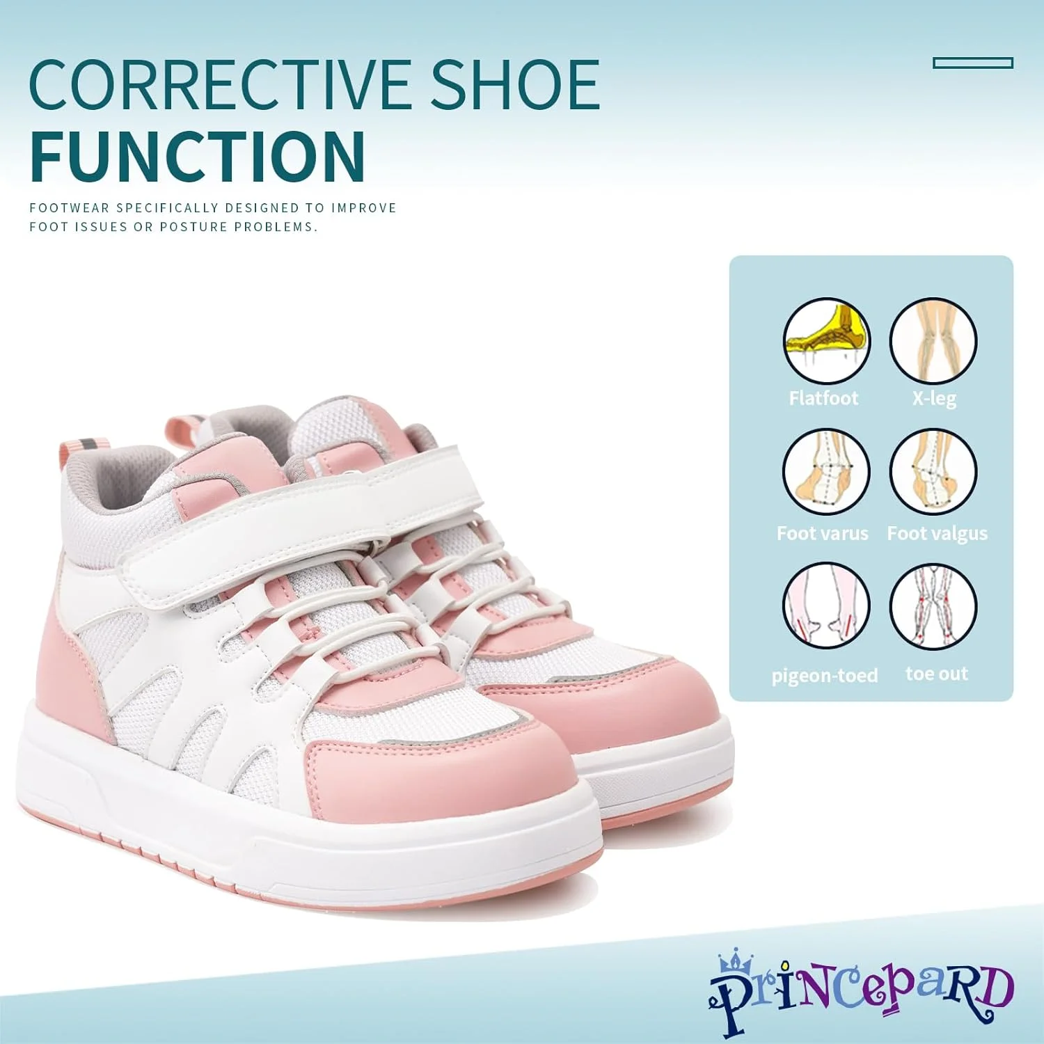 کفشهای ارتوپدی بچگانه با پشتیبانی از مچ پا و قوس، کفشهای کتانی توری تنفسی با زیره ضخیم کفشهای ارتوپدی بچگانه با پشتیبانی از مچ پا و قوس، کفشهای کتانی توری تنفسی با زیره ضخیم