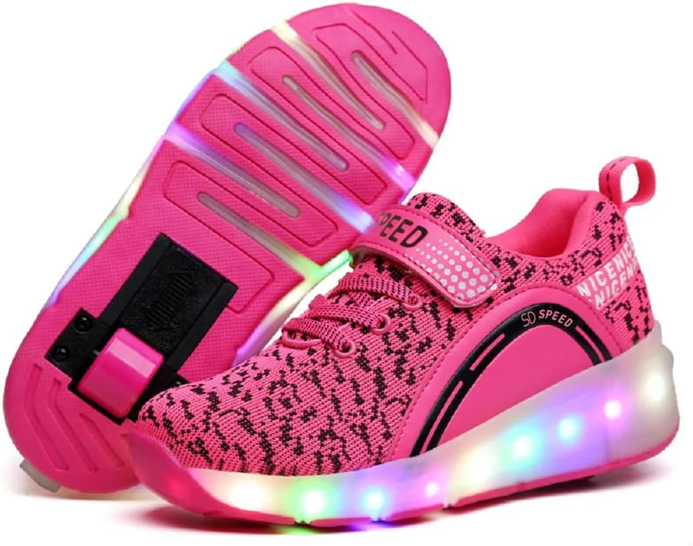 کفش های اسکیت غلتکی شارژی LED هفت رنگ SDSPEED با کفش های تک چرخ ورزشی