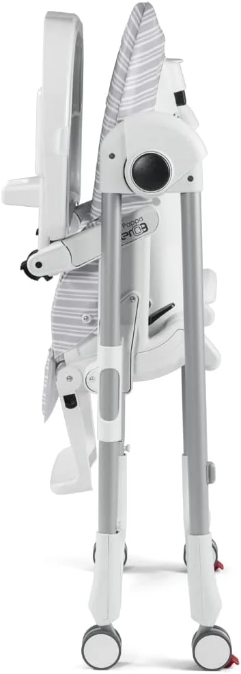 صندلی غذای کودک پگ پرگو مدل Prima Pappa Follow Me - صندلی تاشو با پشتی قابل تنظیم و زیرپایی قابل تنظیم، قابل تنظیم در 7 ارتفاع مختلف، مناسب از 0 تا 3 سال، خاکستری خطی