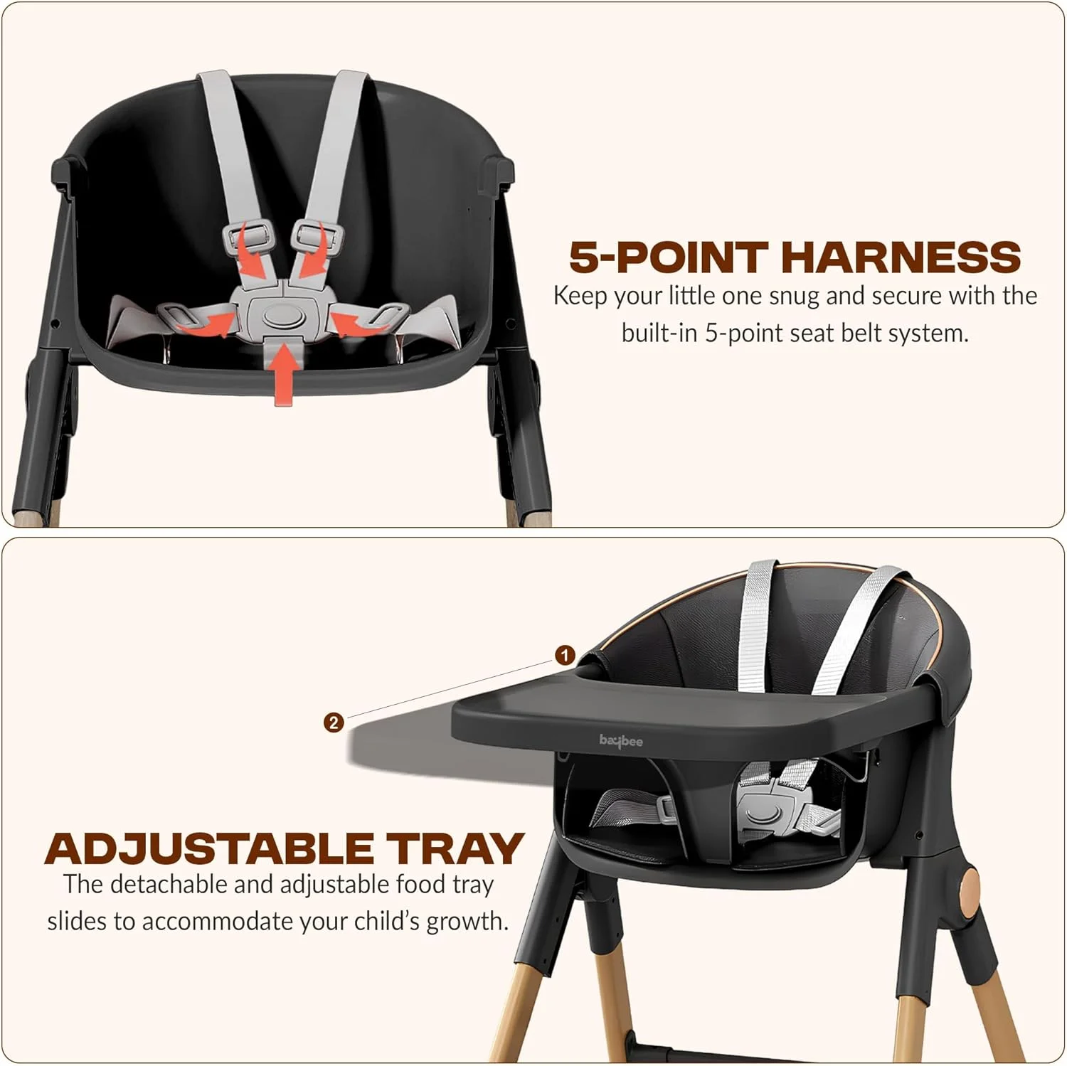صندلی غذای کودک 3 در 1 پریمیوم Baybee | صندلی غذاخوری کودک نوپا، صندلی غذاخوری و صندلی غذاخوری برای نوزادان و کودکان با ایمنی 5 نقطه ای، سینی قابل تنظیم، مناسب برای نوزادان 6 ماهه تا 5 ساله (مشکی) صندلی غذای کودک 3 در 1 پریمیوم Baybee | صندلی غذاخوری کودک نوپا، صندلی غذاخوری و صندلی غذاخوری برای نوزادان و کودکان با ایمنی 5 نقطه ای، سینی قابل تنظیم، مناسب برای نوزادان 6 ماهه تا 5 ساله (مشکی)