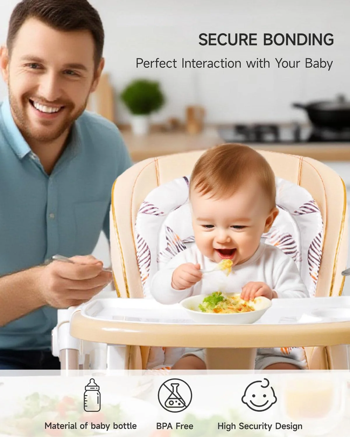 صندلی غذای کودک با تاب، صندلی غذاخوری چند منظوره قابل حمل با زیرپایی و سینی، ارتفاع و پشتی قابل تنظیم، صندلی غذای تاشو با کمربند ایمنی 5 حالته برای نوزادان و کودکان نوپا 6 ماهه تا 3 ساله