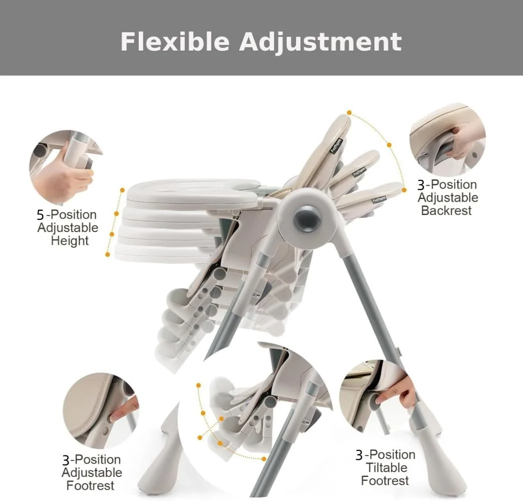 صندلی غذای کودک Ssonlun، صندلی های غذاخوری کودک برای نوزادان و کودکان نوپا با سینی جداشدنی و پشتی و ارتفاع قابل تنظیم، تاشو و تبدیل شونده، صندلی غذاخوری قابل حمل کودک با چرخ های قفل شونده