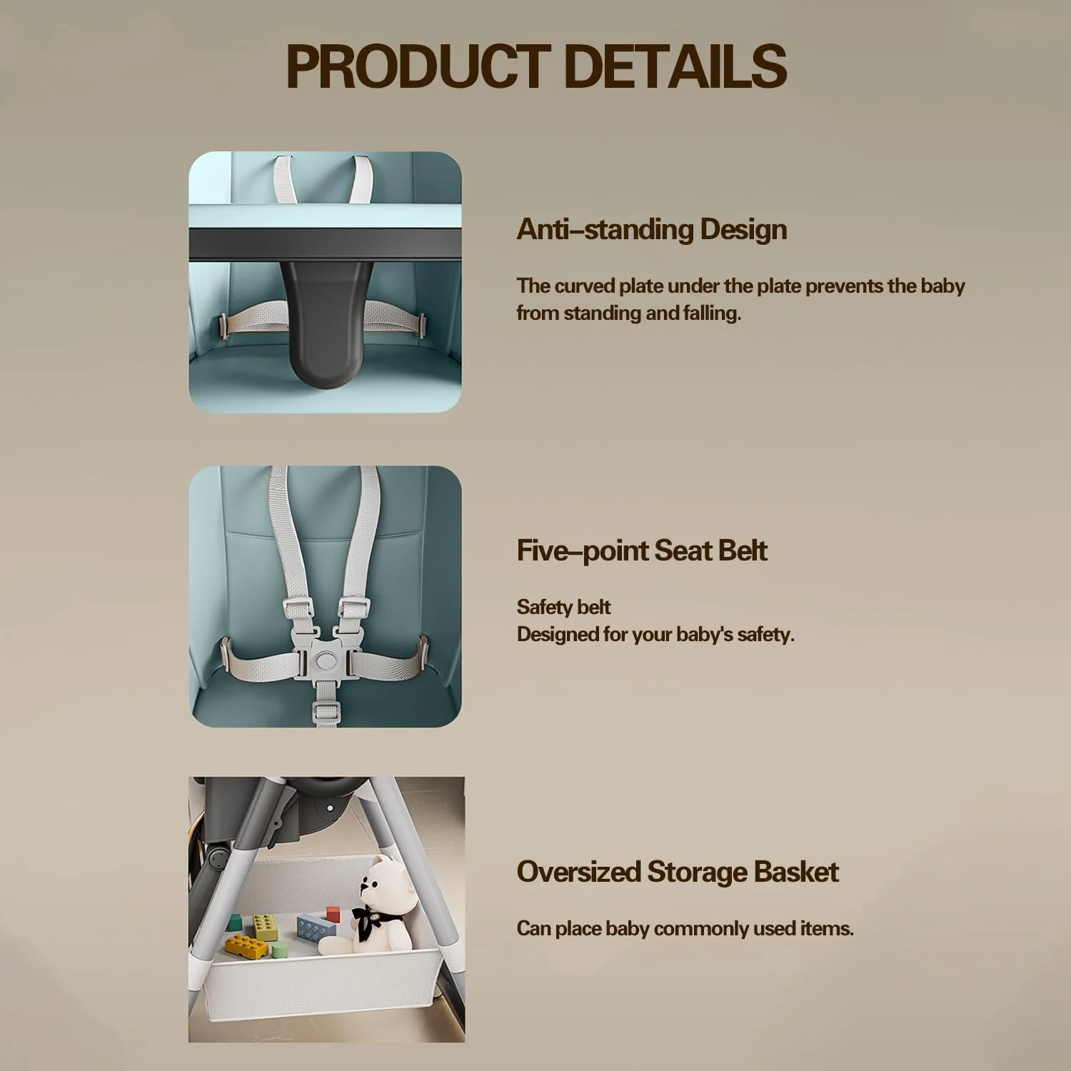 صندلی غذای کودک 3 در 1 0TO1، صندلی کودک با چرخ، صندلی تاشو مسافرتی با 7 ارتفاع قابل تنظیم با سینی، جیب ذخیره سازی، 4 حالت خواب قابل تنظیم، برای نوزادان و کودکان نوپا (آبی) صندلی غذای کودک 3 در 1 0TO1، صندلی کودک با چرخ، صندلی تاشو مسافرتی با 7 ارتفاع قابل تنظیم با سینی، جیب ذخیره سازی، 4 حالت خواب قابل تنظیم، برای نوزادان و کودکان نوپا (آبی)