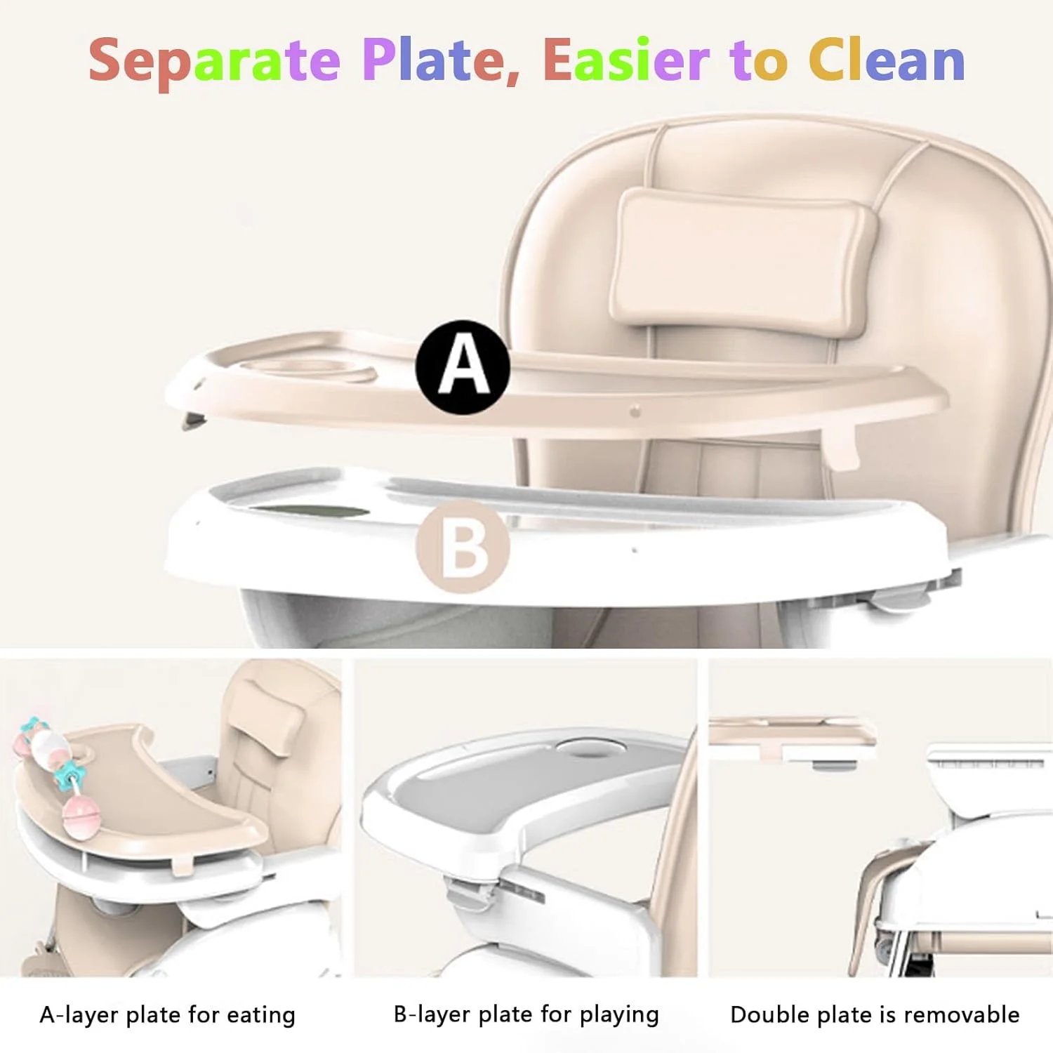 صندلی غذای کودک 5 در 1، صندلی های تاشو قابل حمل، صندلی کودک چند منظوره با سینی جداشدنی، ارتفاع و زیرپایی قابل تنظیم، صندلی غذاخوری کودک با چرخ، صندلی کودک برای 6 ماه تا 7 سال صندلی غذای کودک 5 در 1، صندلی های تاشو قابل حمل، صندلی کودک چند منظوره با سینی جداشدنی، ارتفاع و زیرپایی قابل تنظیم، صندلی غذاخوری کودک با چرخ، صندلی کودک برای 6 ماه تا 7 سال