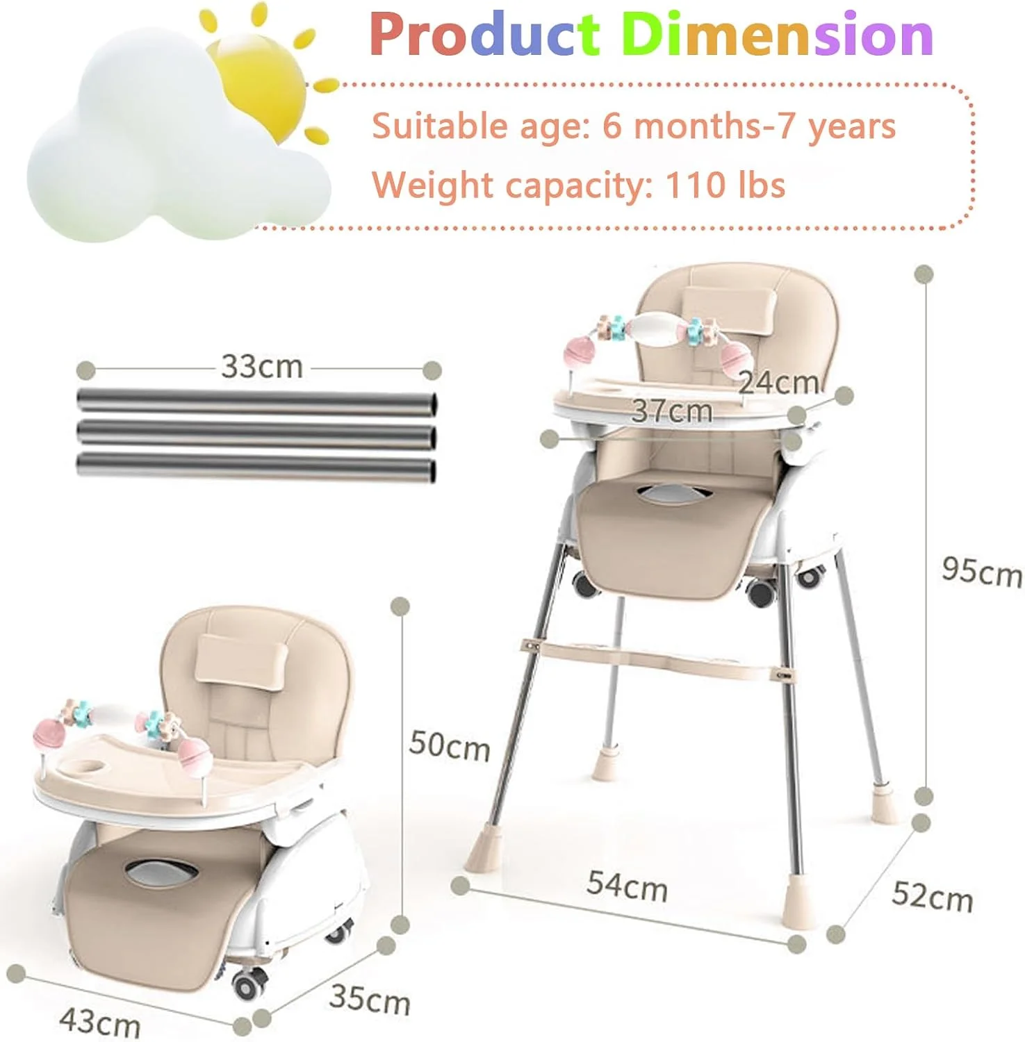 صندلی غذای کودک 5 در 1، صندلی های تاشو قابل حمل، صندلی کودک چند منظوره با سینی جداشدنی، ارتفاع و زیرپایی قابل تنظیم، صندلی غذاخوری کودک با چرخ، صندلی کودک برای 6 ماه تا 7 سال صندلی غذای کودک 5 در 1، صندلی های تاشو قابل حمل، صندلی کودک چند منظوره با سینی جداشدنی، ارتفاع و زیرپایی قابل تنظیم، صندلی غذاخوری کودک با چرخ، صندلی کودک برای 6 ماه تا 7 سال