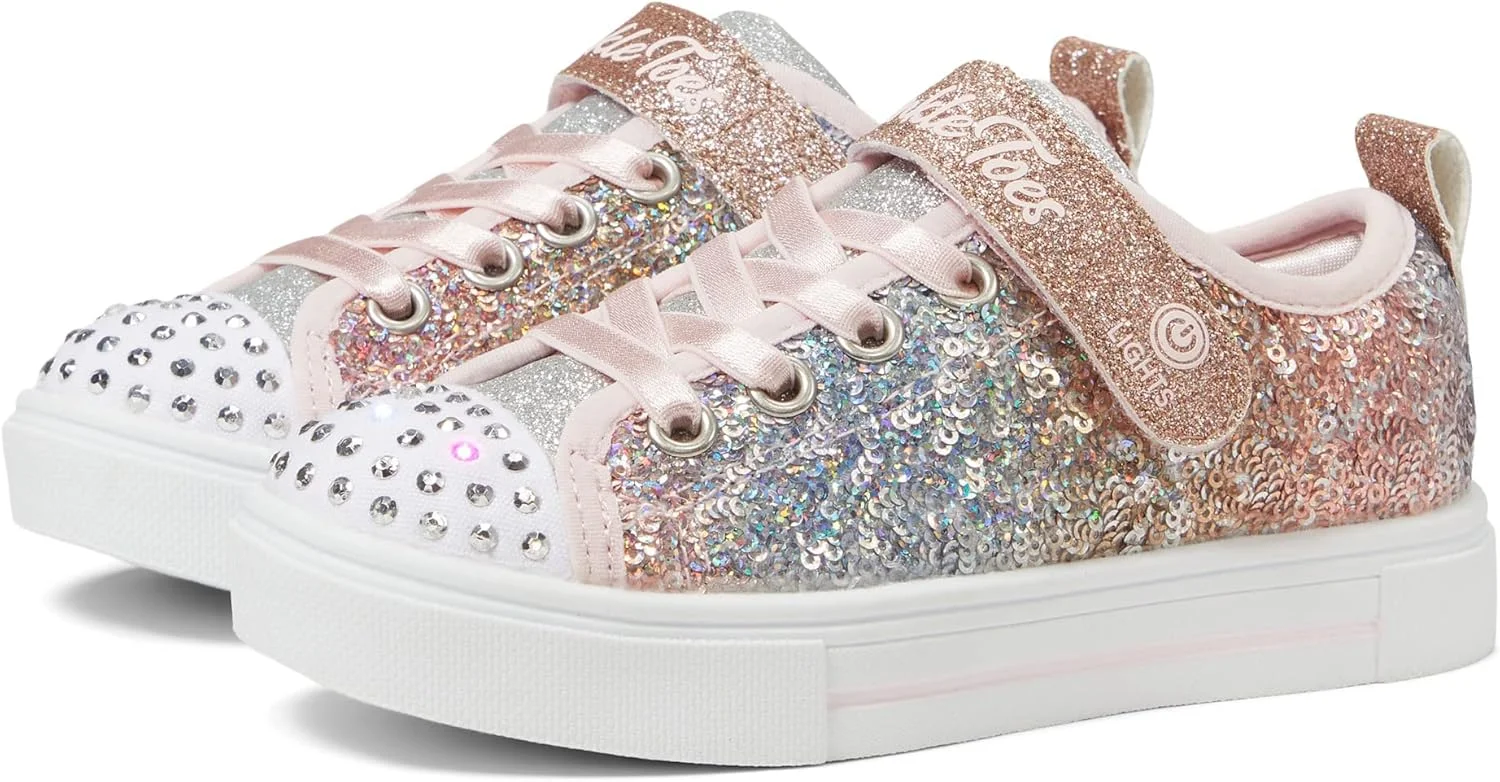 کفش دخترانه اسکیچرز Twinkle Sparks-Sequin Flash، صورتی/چند رنگ، سایز 3 کودکانه