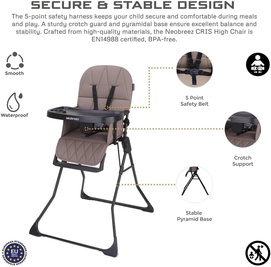 صندلی غذای کودک نئوبریز CRIS Premium، صندلی غذای تاشو سبک و جمع و جور، سینی پا قابل جدا شدن و تنظیم، کمربند ایمنی 5 نقطه ای | صندلی غذای کودک قابل حمل برای مسافرت (5 کیلوگرم) صندلی غذای کودک نئوبریز CRIS Premium، صندلی غذای تاشو سبک و جمع و جور، سینی پا قابل جدا شدن و تنظیم، کمربند ایمنی 5 نقطه ای | صندلی غذای کودک قابل حمل برای مسافرت (5 کیلوگرم)