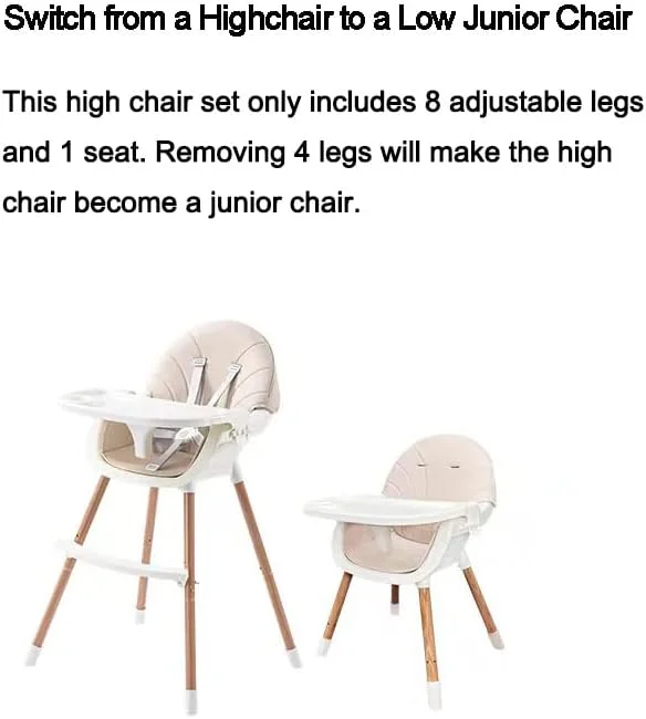 صندلی غذای کودک 3 در 1 PandaEar، صندلی بلند کودک قابل تبدیل با سینی جداشدنی و کمربند ایمنی و پایه های قابل تنظیم