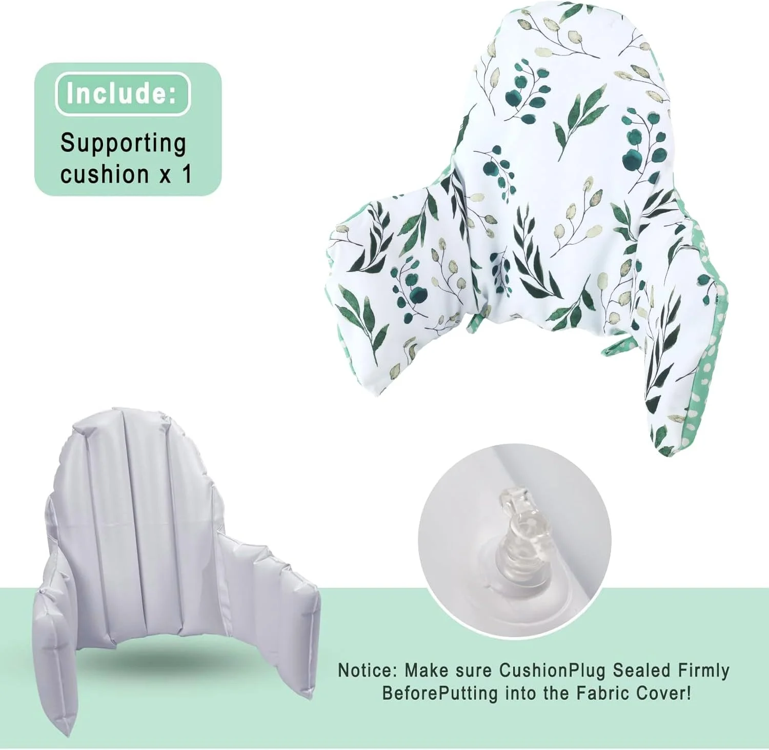 بالشتک صندلی غذای کودک Oasisgalore، روکش پد صندلی غذا برای صندلی بلند IKEA Antilop با بالشتک بادی داخلی (برگ تازه)