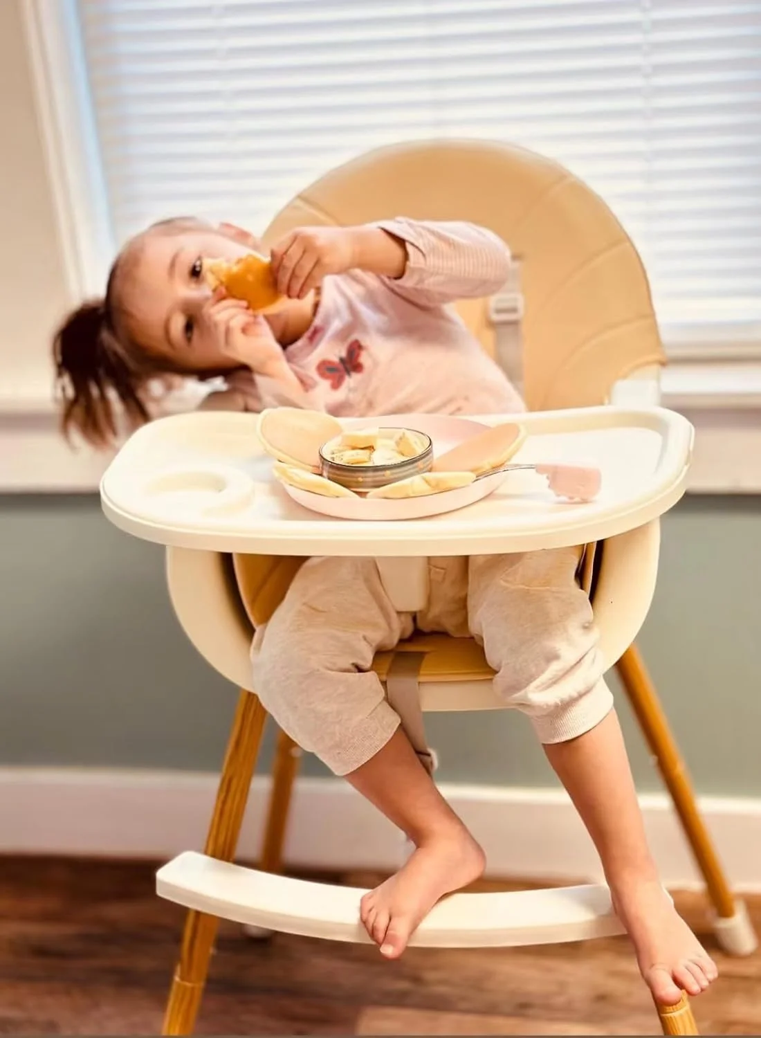 صندلی غذای کودک 3 در 1 PandaEar، صندلی بلند کودک قابل تبدیل با سینی جداشدنی و کمربند ایمنی و پایه های قابل تنظیم