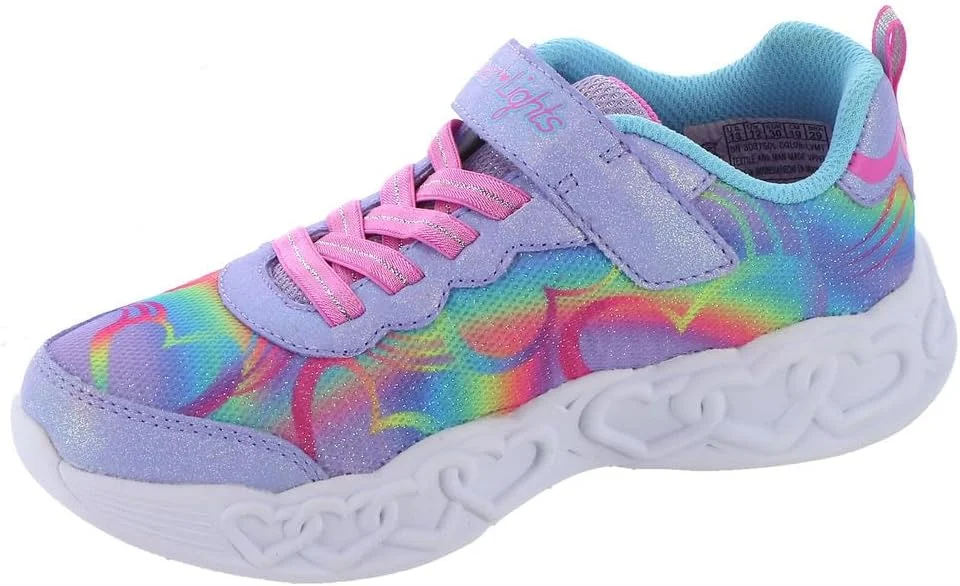 کفش ورزشی دخترانه Skechers Kids مدل Infinite Heart Lights، یاسی/چند رنگ، سایز 3 کودکانه