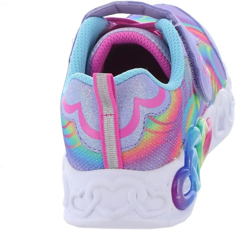 کفش ورزشی دخترانه Skechers Kids مدل Infinite Heart Lights، یاسی/چند رنگ، سایز 3 کودکانه