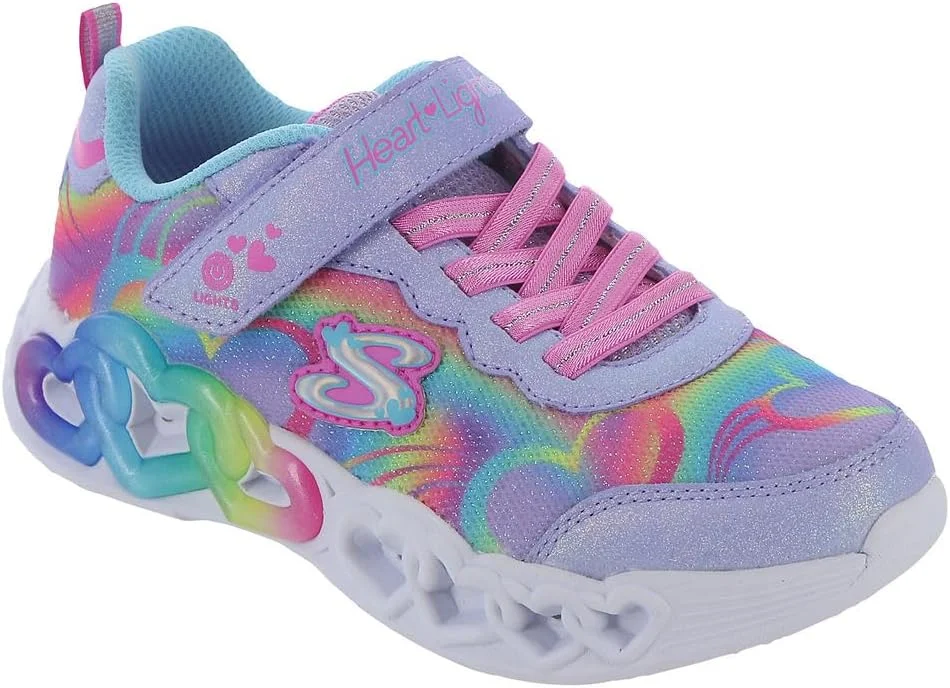 کفش کتانی دخترانه Skechers Kids مدل Infinite Heart Lights، یاسی/چند رنگ، سایز 3 کودکانه