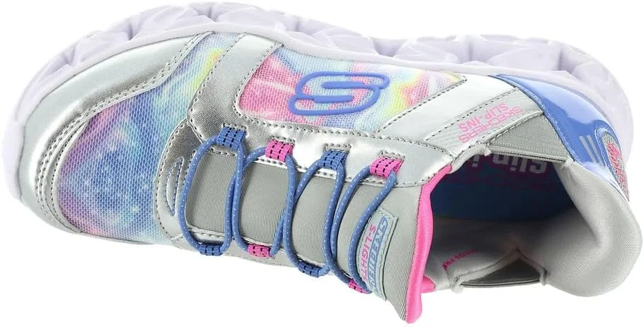 کفش دخترانه اسکیچرز مدل Galaxy Lights-Tie Dye Takeo، نقره ای/چند رنگ، سایز 3 کودکانه