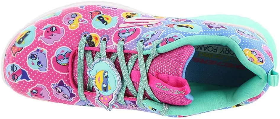 کفش ورزشی دخترانه Skechers مدل Gem-Sport Squad با طرح خال خالی، صورتی نئون، چند رنگ، سایز 12 US M Little Kid