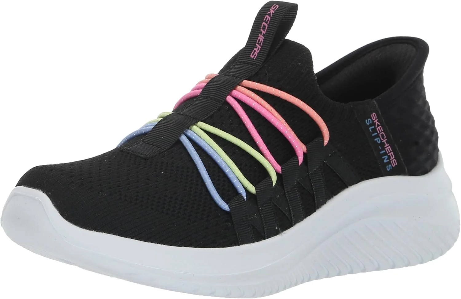 کفش ورزشی دخترانه Skechers Ultra Flex 3.0-Bungee Fun، مشکی/چند رنگ، سایز 3 کودک کوچک