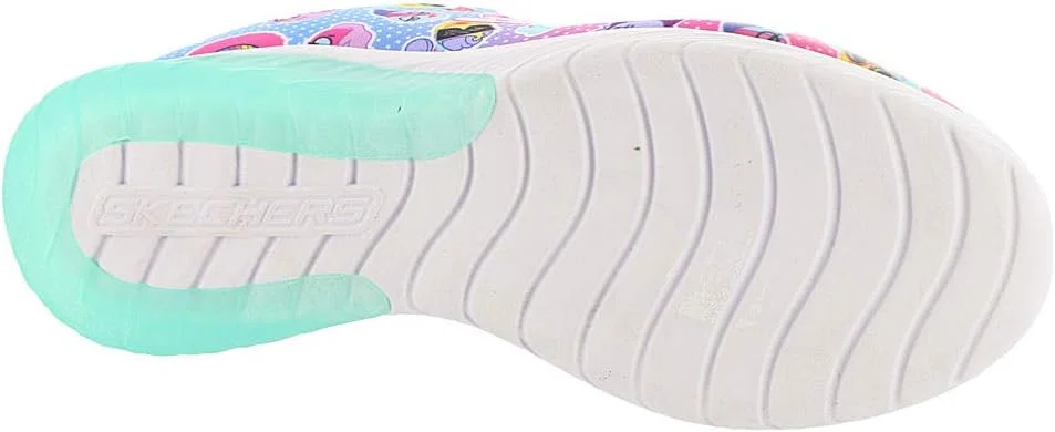 کفش ورزشی دخترانه Skechers مدل Gem-Sport Squad با طرح خال خالی، صورتی نئون، چند رنگ، سایز 12 US M Little Kid