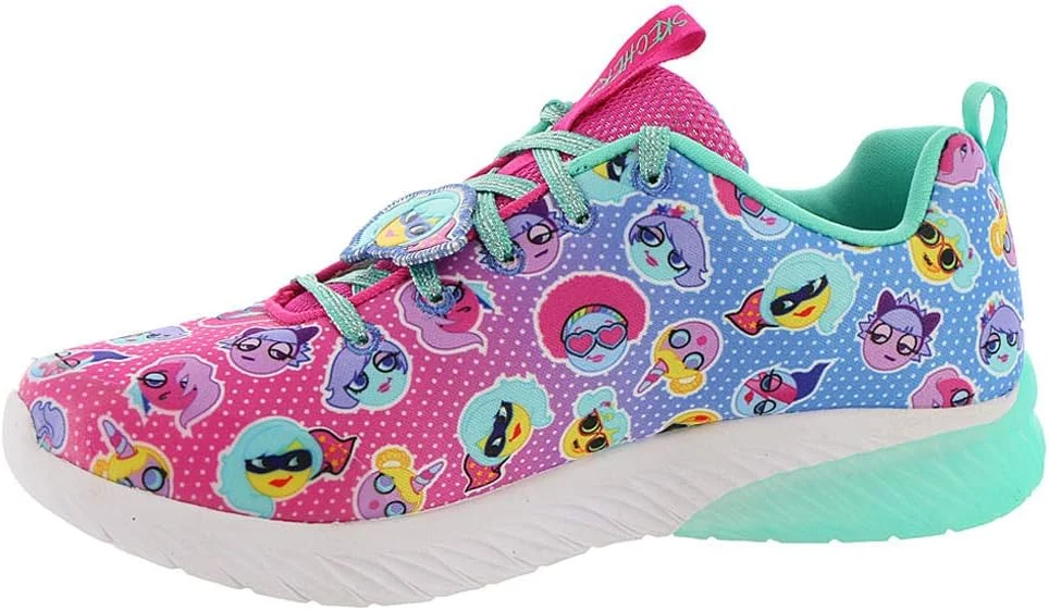 کفش ورزشی دخترانه Skechers مدل Gem-Sport Squad با طرح خال خالی، صورتی نئون، چند رنگ، سایز 12 US M Little Kid
