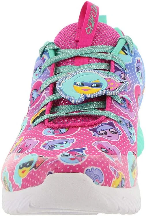 کفش ورزشی دخترانه Skechers مدل Gem-Sport Squad با طرح خال خالی، صورتی نئون، چند رنگ، سایز 12 US M Little Kid