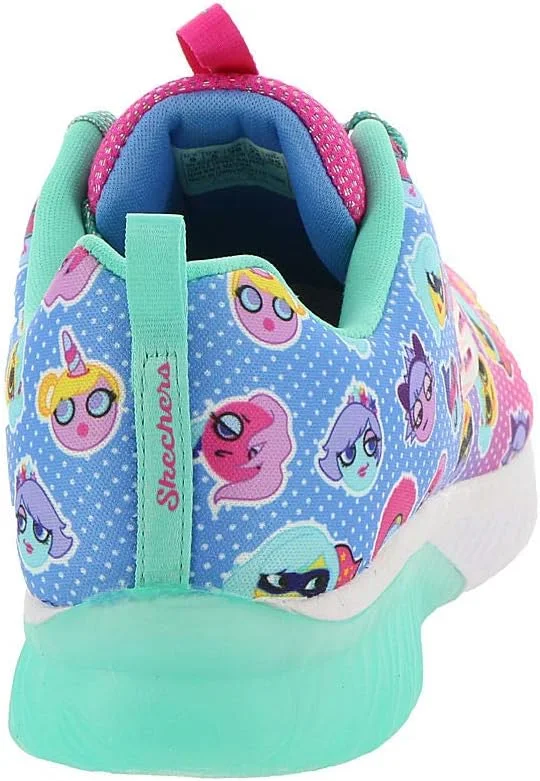 کفش ورزشی دخترانه Skechers مدل Gem-Sport Squad با طرح خال خالی، صورتی نئون، چند رنگ، سایز 12 US M Little Kid