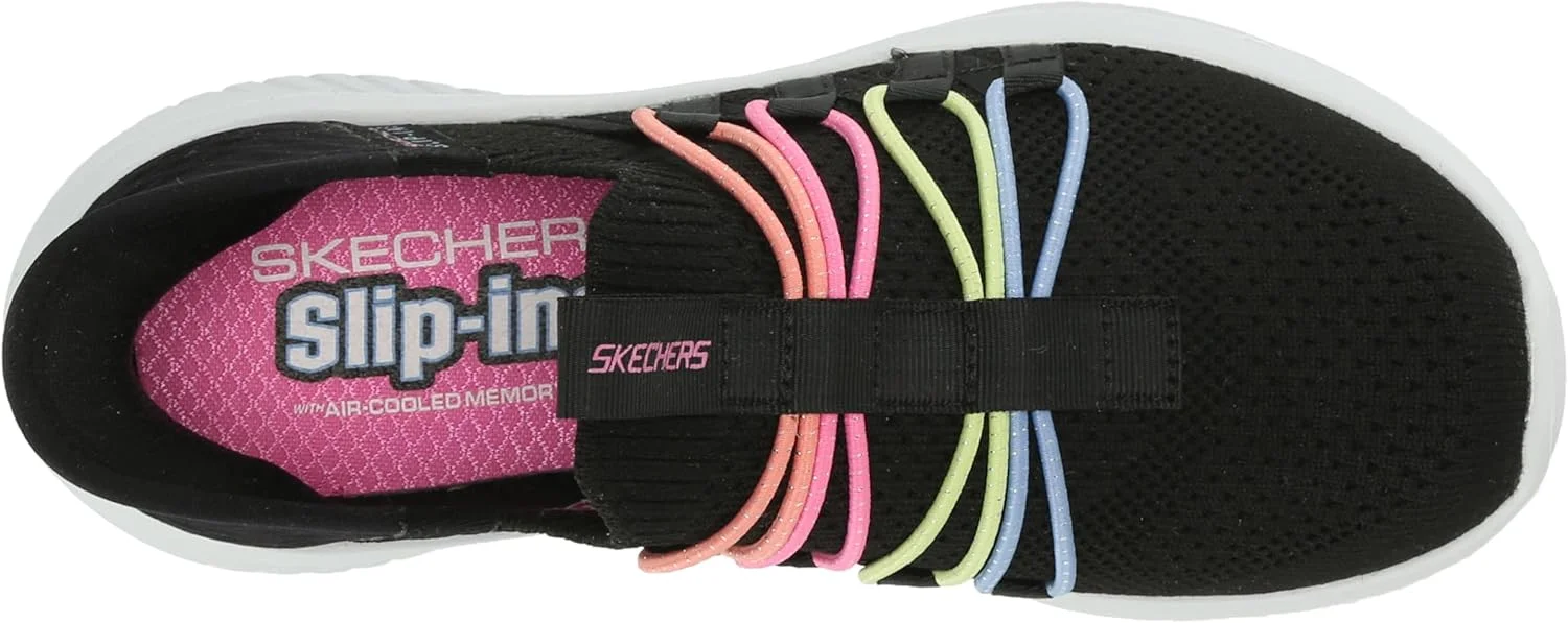 کفش ورزشی دخترانه Skechers Ultra Flex 3.0-Bungee Fun، مشکی/چند رنگ، سایز 3 کودک کوچک
