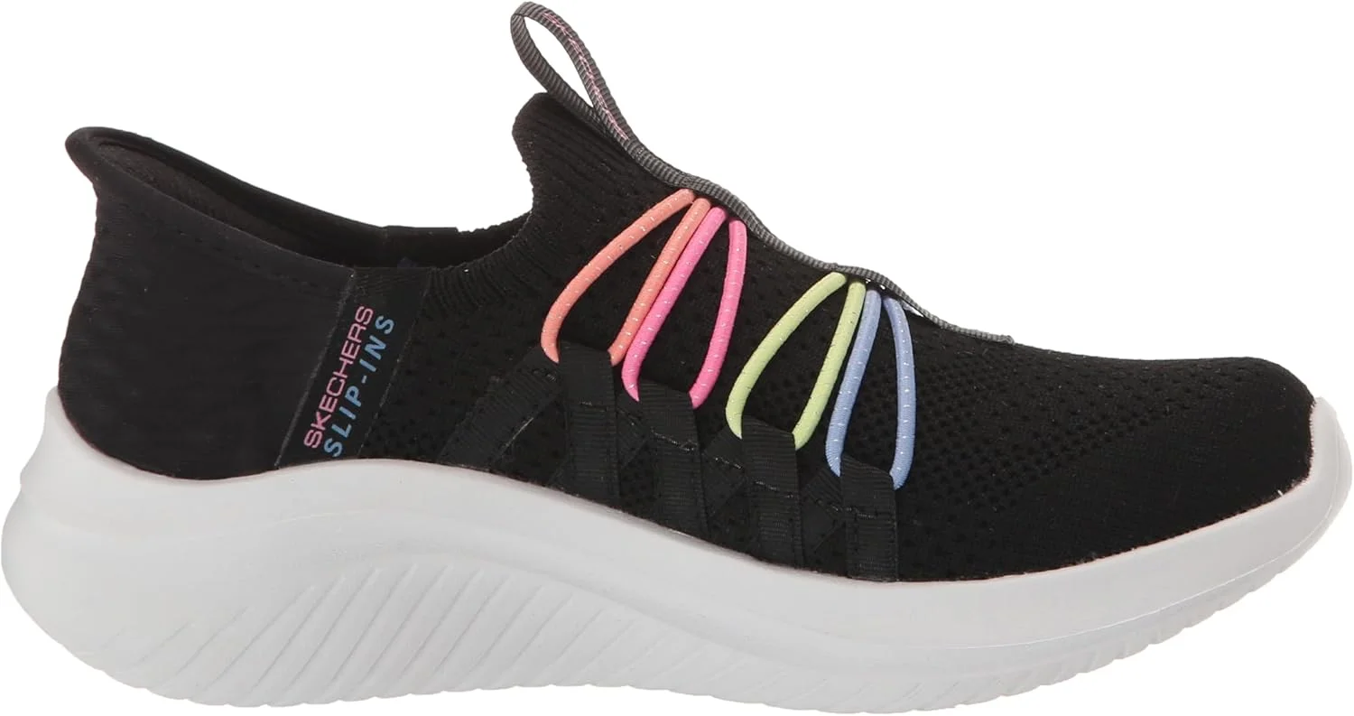 کفش ورزشی دخترانه Skechers Ultra Flex 3.0-Bungee Fun، مشکی/چند رنگ، سایز 3 کودک کوچک