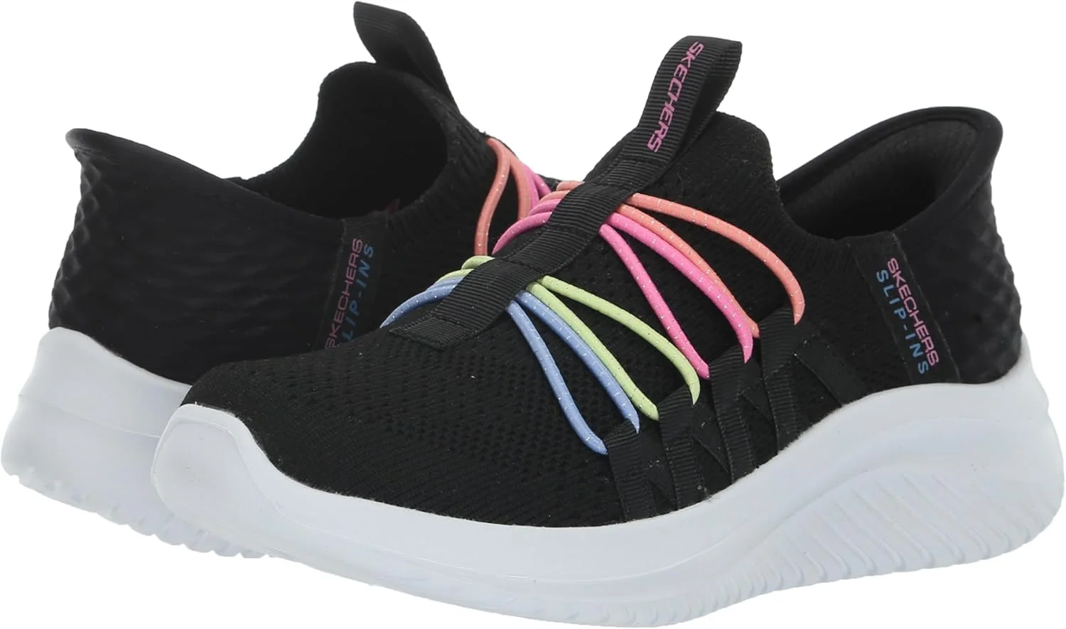 کفش ورزشی دخترانه Skechers Ultra Flex 3.0-Bungee Fun، مشکی/چند رنگ، سایز 3 کودک کوچک