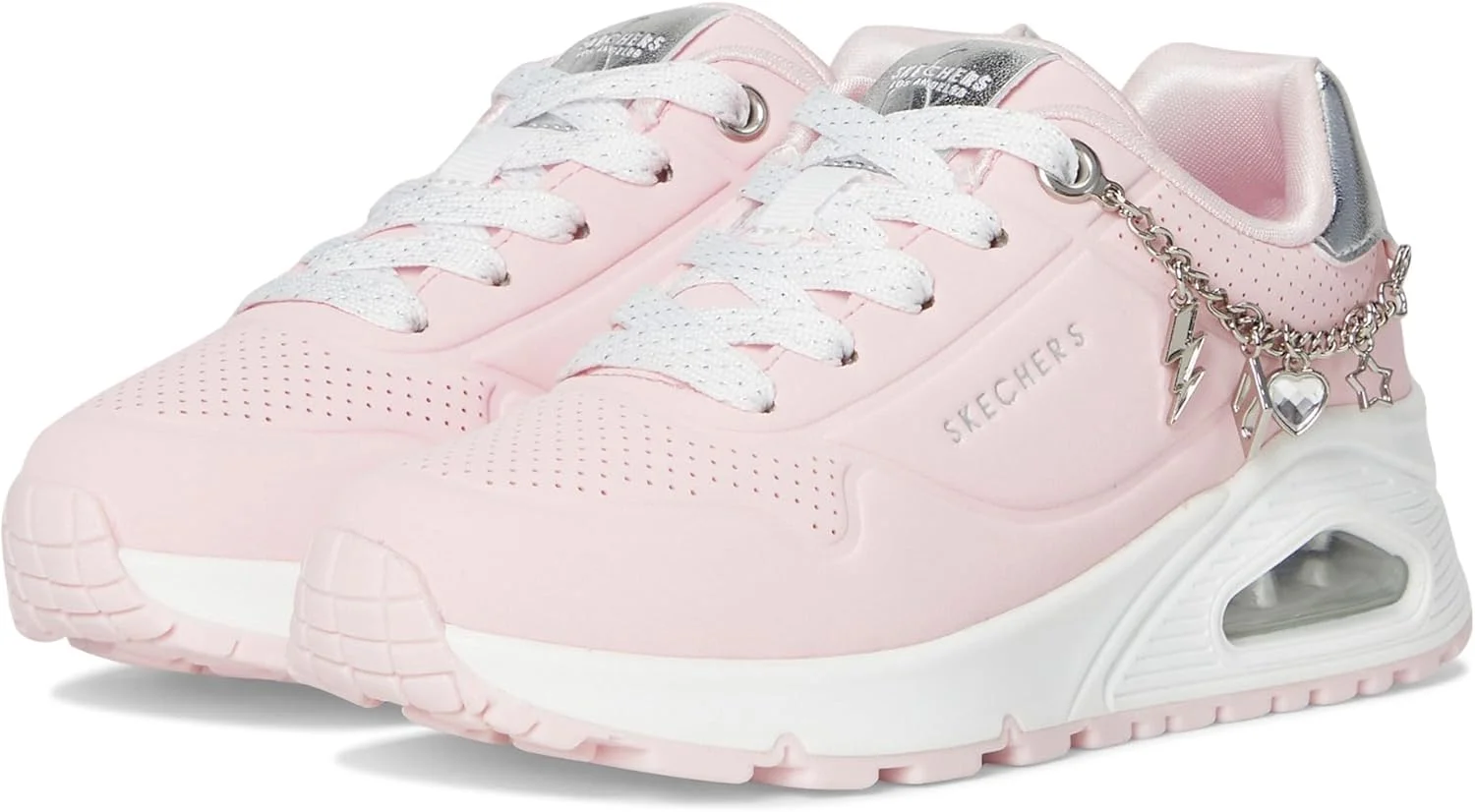 کفش کتانی دخترانه Skechers مدل Uno Gen1 310343l (بچه کوچک/بزرگ)، صورتی/نقره ای، سایز 6 بچه بزرگ