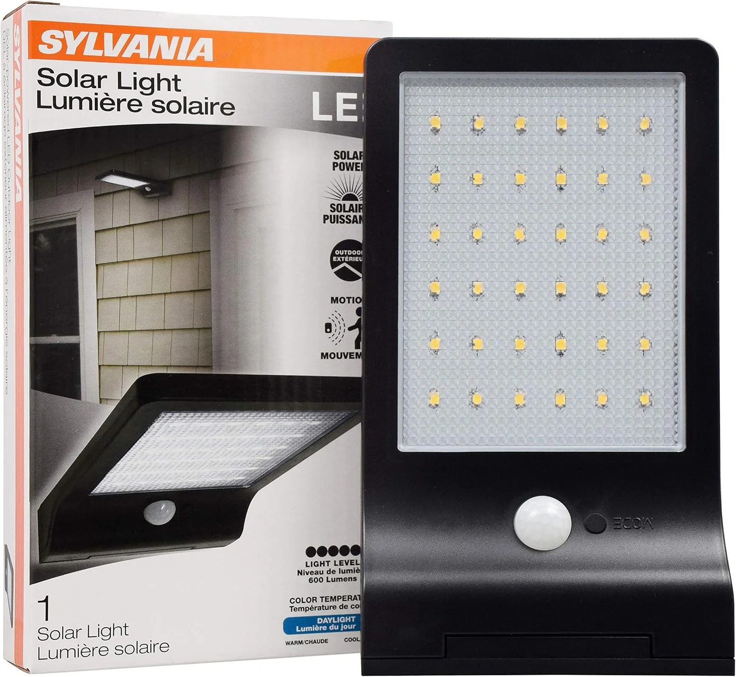 چراغ LED خورشیدی LEDVANCE Sylvania با سنسور نور روز، شامل LED و باتری، 5000K، نور روز، روکش مشکی - 1 عدد (65000)
